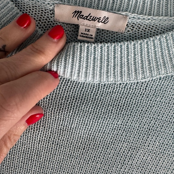 Madewell Women's Soft Blue Crew Neck Sweater - Picture 3 of 8